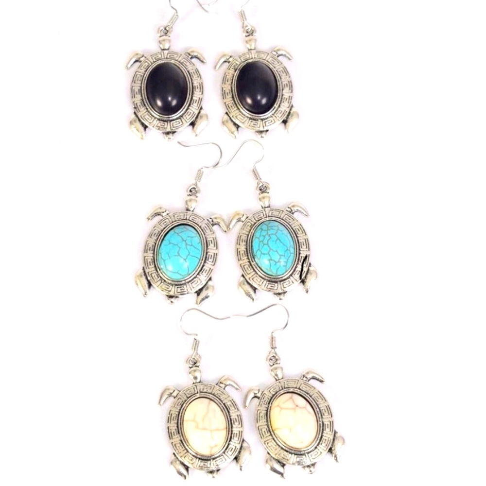 Dainty Turtle Marbled Earrings!